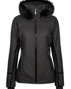 Duvillard Manteaux|Veste de ski Elise fausse fourrure noire
