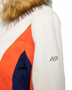 Duvillard Manteaux|Veste de ski Sella fausse fourrure écru/orange