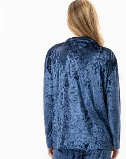 Le Chat Vestes, Blousons|Veste d'intérieur en velours Platine bleue