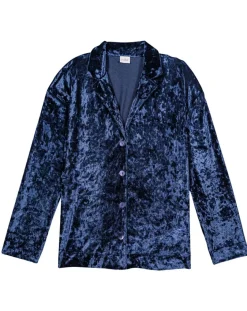 Le Chat Vestes, Blousons|Veste d'intérieur en velours Platine bleue