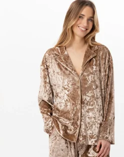 Le Chat Vestes, Blousons|Veste d'intérieur en velours Platine dorée