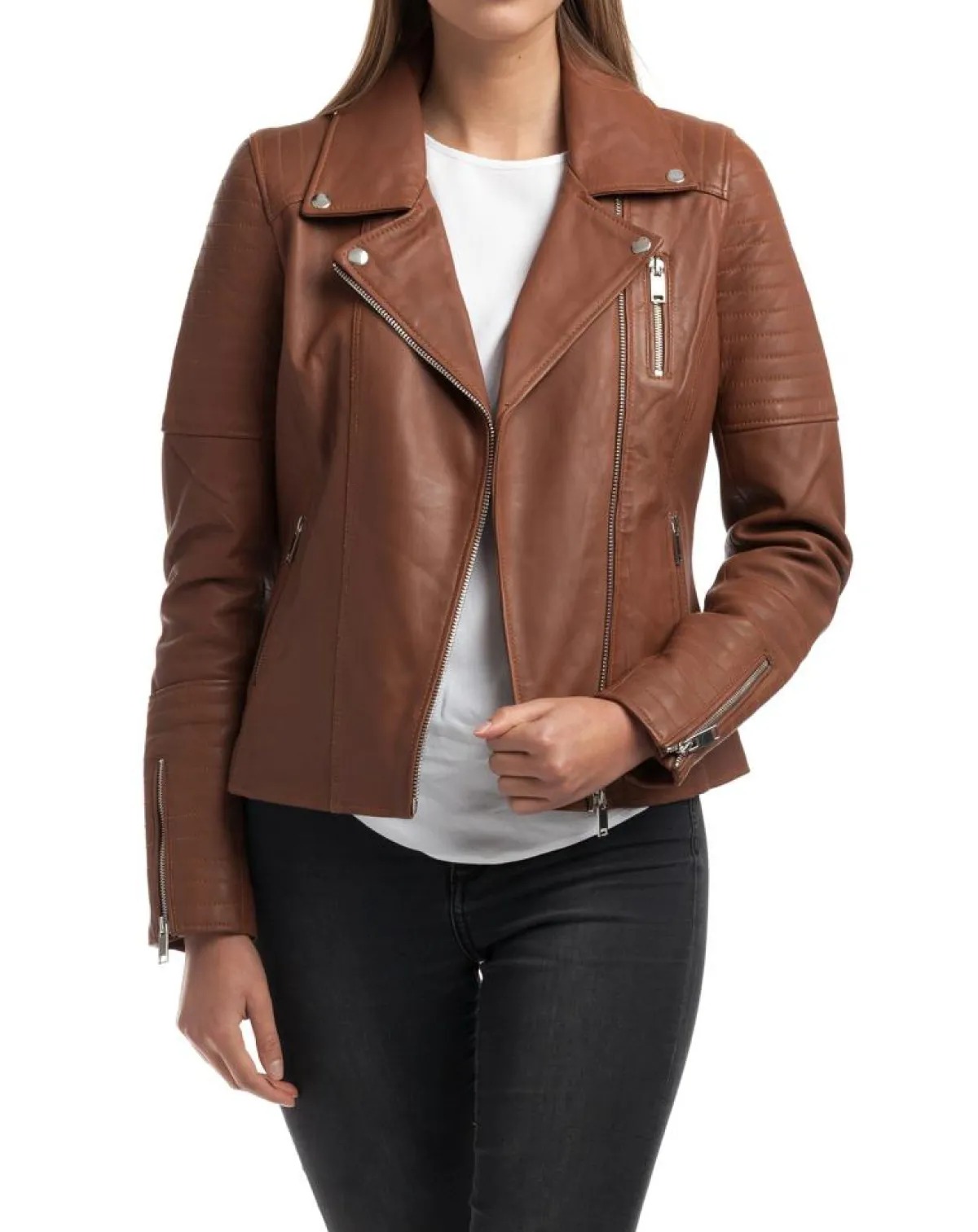 Chyston Vestes, Blousons|Veste en Cuir Althea cognac