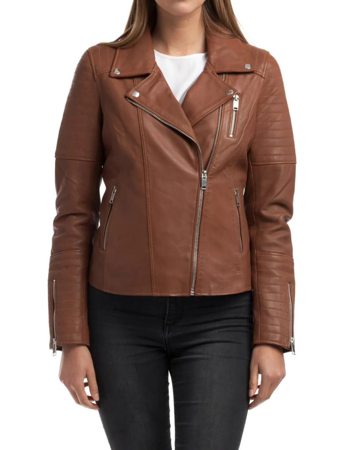 Chyston Vestes, Blousons|Veste en Cuir Althea cognac