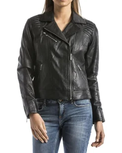 Blue Wellford Vestes, Blousons|Veste en Cuir Andelle noire