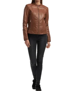 Chyston Vestes, Blousons|Veste en Cuir Angelina cognac