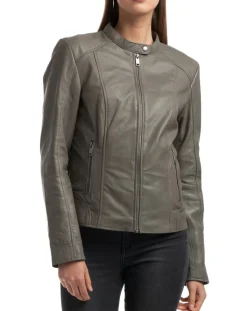 Chyston Vestes, Blousons|Veste en Cuir Angelina grise