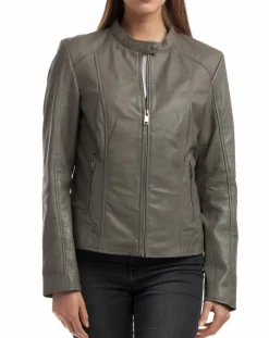 Chyston Vestes, Blousons|Veste en Cuir Angelina grise