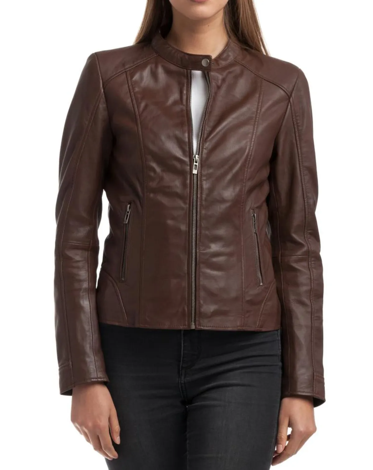 Chyston Vestes, Blousons|Veste en Cuir Angelina marron