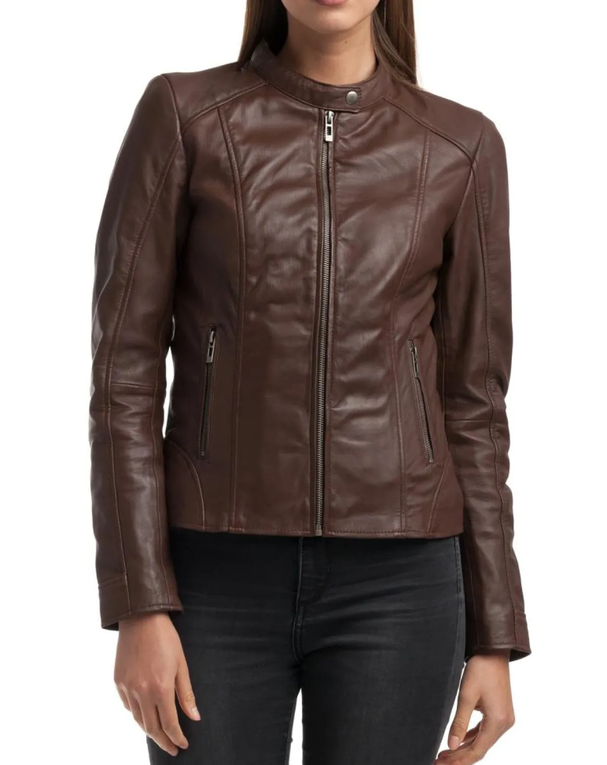 Chyston Vestes, Blousons|Veste en Cuir Angelina marron