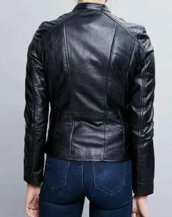 Chyston Vestes, Blousons|Veste en Cuir Angelina noire