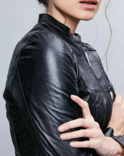 Chyston Vestes, Blousons|Veste en Cuir Angelina noire