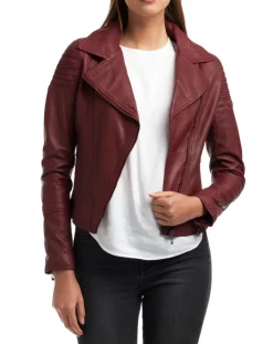 Chyston Vestes, Blousons|Veste en Cuir Barbara bordeaux