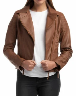 Chyston Vestes, Blousons|Veste en Cuir Barbara cognac