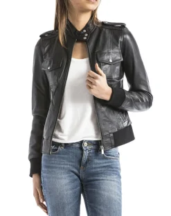 Blue Wellford Vestes, Blousons|Veste en Cuir Belaya noire