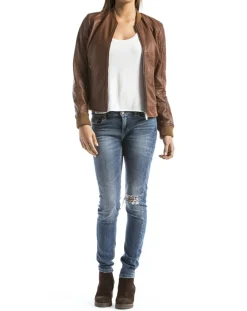 Blue Wellford Vestes, Blousons|Veste en Cuir Benoue cognac