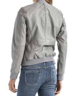 Blue Wellford Vestes, Blousons|Veste en Cuir Benoue gris clair