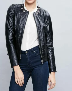 Chyston Vestes, Blousons|Veste en Cuir Cécile noire