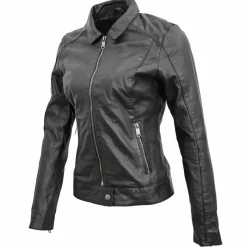 Blue Wellford Vestes, Blousons|Veste en Cuir Chloris noire