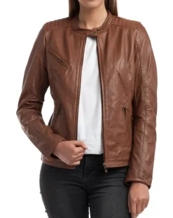 Chyston Vestes, Blousons|Veste en Cuir Cindy cognac