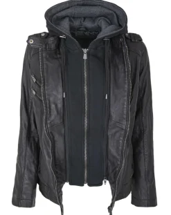 Chyston Vestes, Blousons|Veste en Cuir Djaya noire