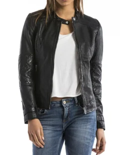 Blue Wellford Vestes, Blousons|Veste en Cuir Euphrate noire