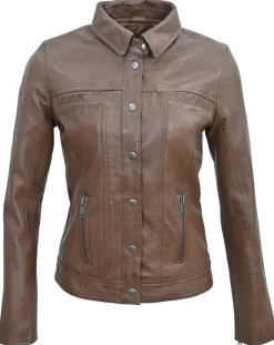 Chyston Vestes, Blousons|Veste en Cuir Isia cognac