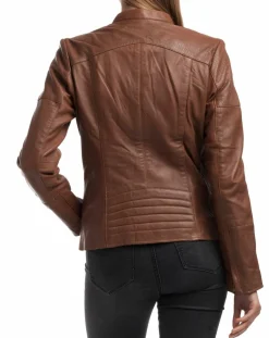 Chyston Vestes, Blousons|Veste en Cuir Ivette cognac