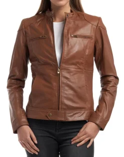 Chyston Vestes, Blousons|Veste en Cuir Katia cognac