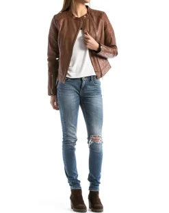 Blue Wellford Vestes, Blousons|Veste en Cuir Narmada cognac