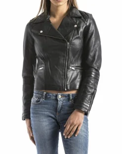 Blue Wellford Vestes, Blousons|Veste en Cuir Nile noire