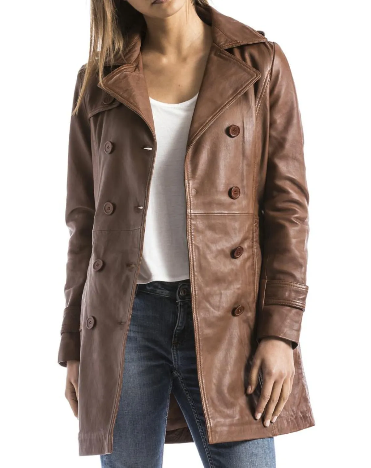 Blue Wellford Vestes, Blousons|Veste en Cuir Oka cognac