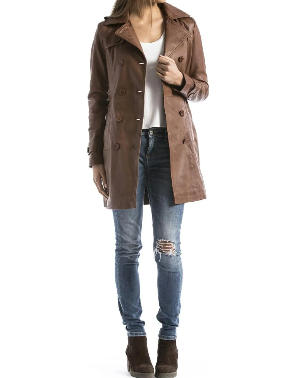 Blue Wellford Vestes, Blousons|Veste en Cuir Oka cognac
