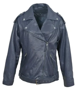 Blue Wellford Vestes, Blousons|Veste en Cuir Oversize Carolane bleue