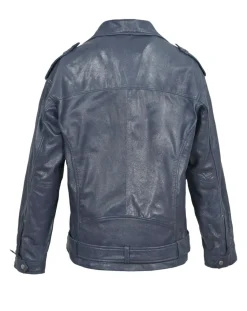 Blue Wellford Vestes, Blousons|Veste en Cuir Oversize Carolane bleue