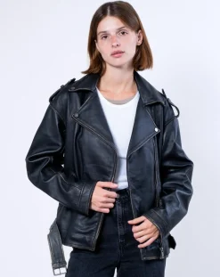 Blue Wellford Vestes, Blousons|Veste en Cuir Oversize Carolane noir ruboff