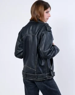 Blue Wellford Vestes, Blousons|Veste en Cuir Oversize Carolane noir ruboff