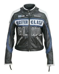 Blue Wellford Vestes, Blousons|Veste en Cuir Oversize Fulvia noir/blanc