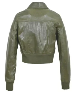 Blue Wellford Vestes, Blousons|Veste en Cuir Oversize Inaya verte