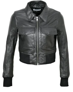 Blue Wellford Vestes, Blousons|Veste en Cuir Oversize Inaya noire