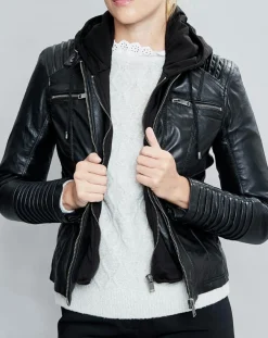 Chyston Vestes, Blousons|Veste en Cuir Pensacola noire