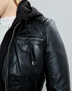 Chyston Vestes, Blousons|Veste en Cuir Pensacola noire