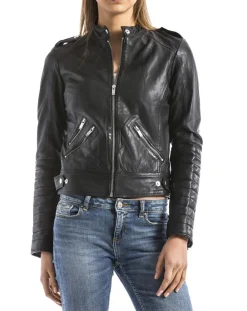 Blue Wellford Vestes, Blousons|Veste en Cuir Sanaga noire