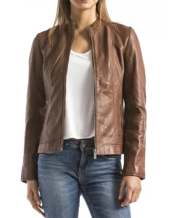 Blue Wellford Vestes, Blousons|Veste en Cuir Varenne cognac