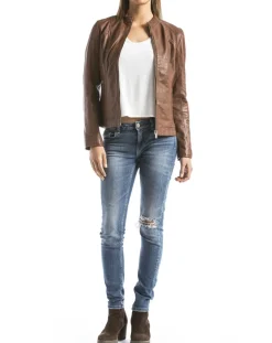 Blue Wellford Vestes, Blousons|Veste en Cuir Varenne cognac