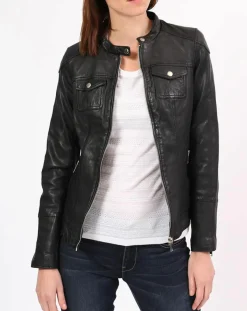 Chyston Vestes, Blousons|Veste en Cuir Zayra noire