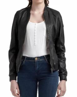 Blue Wellford Vestes, Blousons|Veste en Cuir Zuri noire