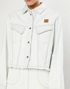 Kenzo Vestes, Blousons|Veste en jean Cropped bleu blanchis