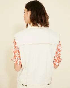 Yerse Vestes, Blousons|Veste en Jean sans manches Jeanne écrue