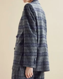 Chloé Stora Vestes, Blousons|Veste en Laine mélangée Ulla à carreaux grise