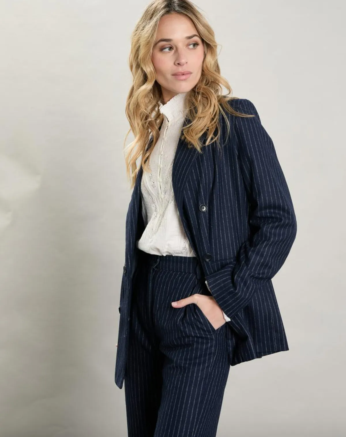 Hartford Vestes, Blousons|Veste en Laine mélangée Velize rayures brutes/marine